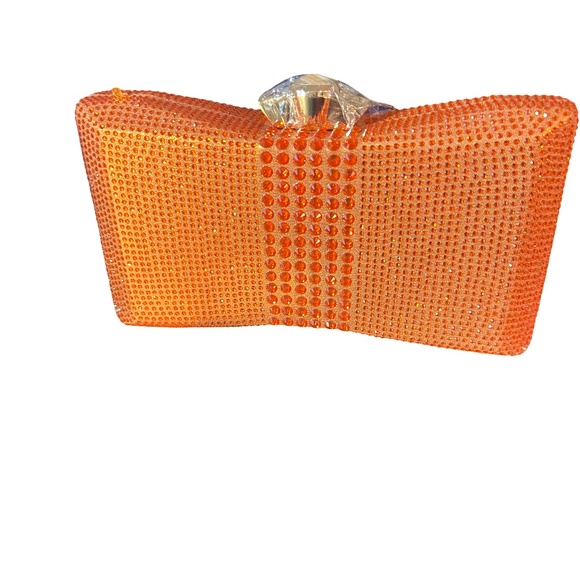 #B009  Y2KStyle  Dopamine Dressing  Orange Rhinestone Maximalist Clutch - Picture 1 of 1